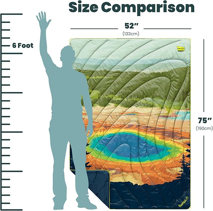 Rumpl Original Puffy Yellowstone National Park Blanket for Camping and Outdoors, V2, Yellowstone