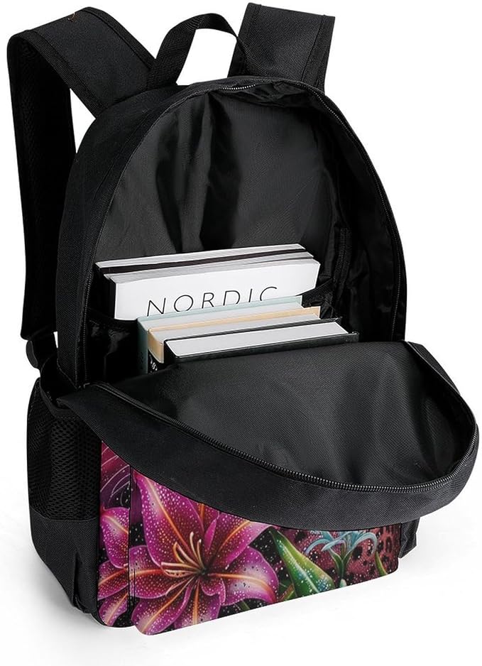 Supdreamc Shoulder Book Bags Polyester Multipurpose Anti-Theft Beautiful Wild Animal Tiger Abstract Florals Art Carry On Bag Large Capacity Travel Hiking Camping Rucksack
