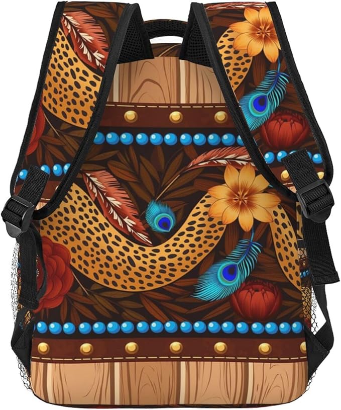 Shoulder Book Bags Anti-Theft Multipurpose Big Capacity Bookbag, 90S Sunflower Leopard Travel Hiking Backpack With Smooth Zippers