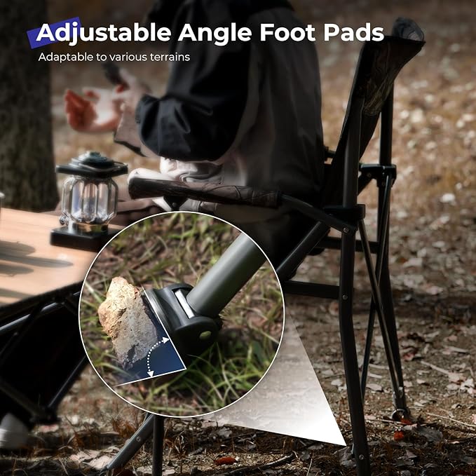 Camping Folding Chair, Heavy Duty Steel Frame Support 400 LBS with Side Pocket and Cup Holder, Portable for Camping, Fishing, Picnic,Camouflage