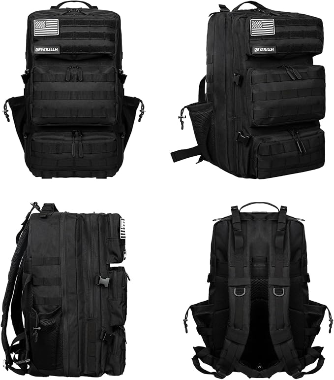 Military Tactical Backpack 55L for Men & Women Bug Out Bag Assault pack Molle Daypack Hiking Trekking Rucksack (Black)