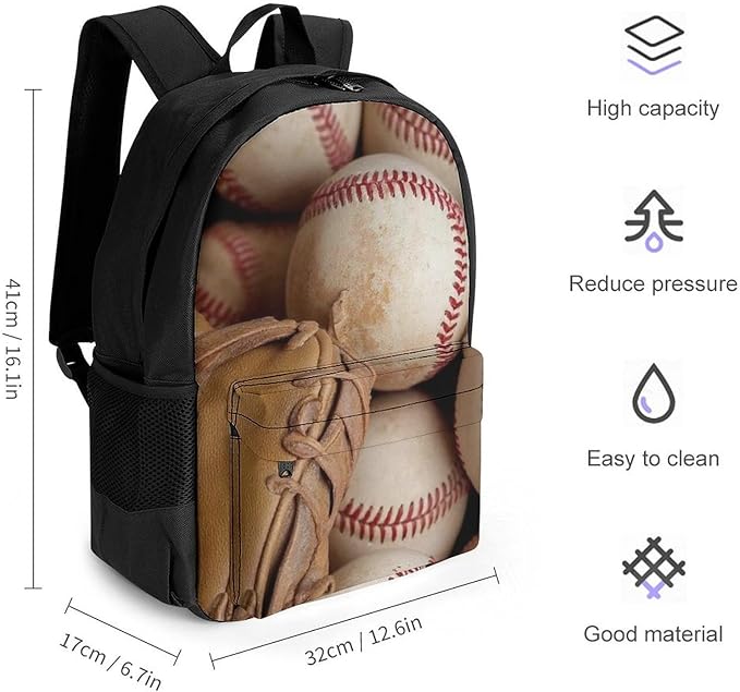 Daypack Lightweight Multipurpose Anti-Theft Baseballs Shoulder Bag Large Capacity Laptop Book Bag Rucksack With Adjustable Shoulder Straps