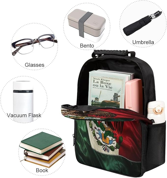 Rucksacks Lightweight Multipurpose Anti-Theft Retro Mexico Flag Shoulder Bag Large Capacity Business Computer Bag With Smooth Zippers