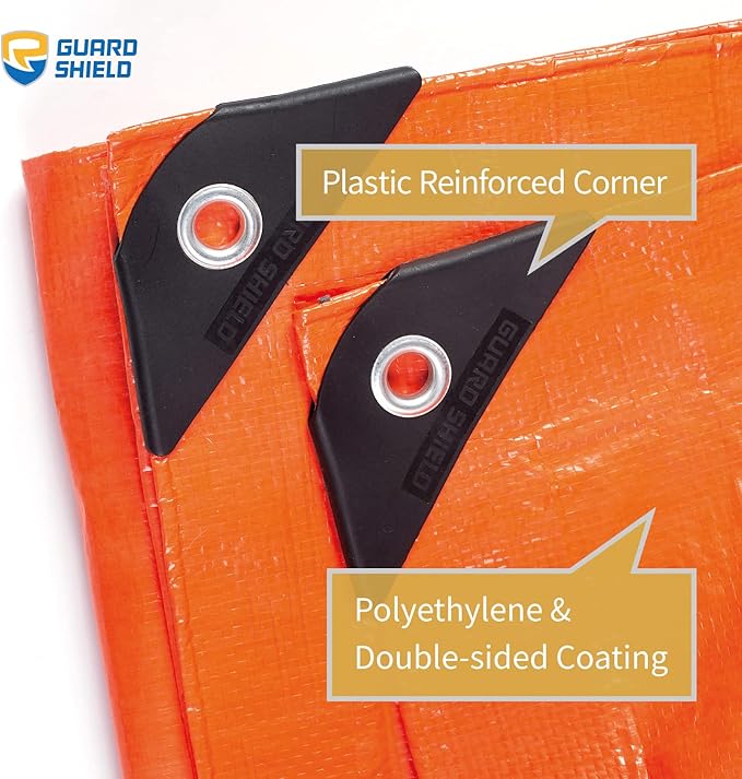GUARD SHIELD Orange Tarp 8x12 Feet Tarps High Visibility Outdoor Poly Cover Lightweight 6mil
