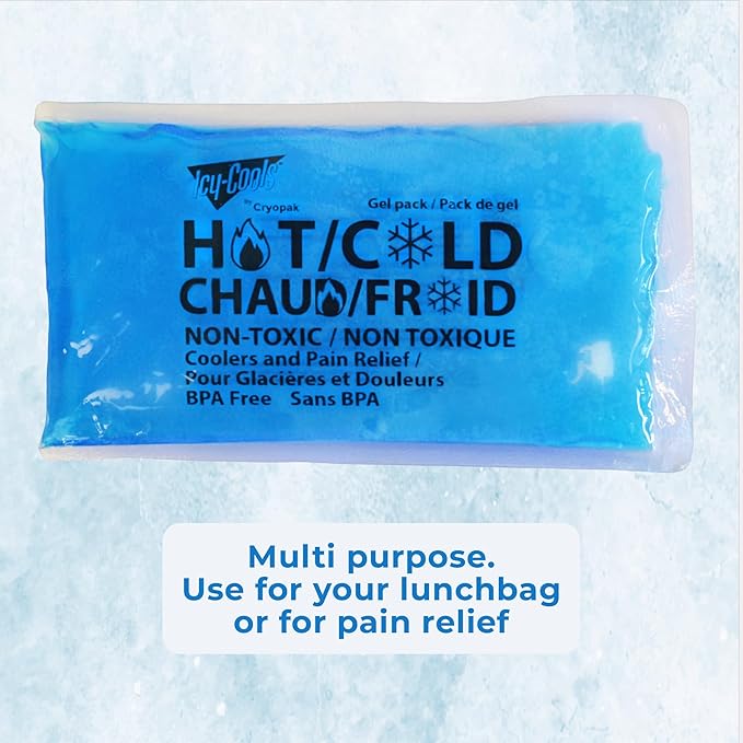 ICY-COOLS 3 Pack Reusable Hot or Cold Gel Ice Packs for Injuries, Multipurpose Ice Packs for Lunch Boxes, Long-Lasting Cold Therapy for Pain Relief, 4 x 8 Inches (Blue)