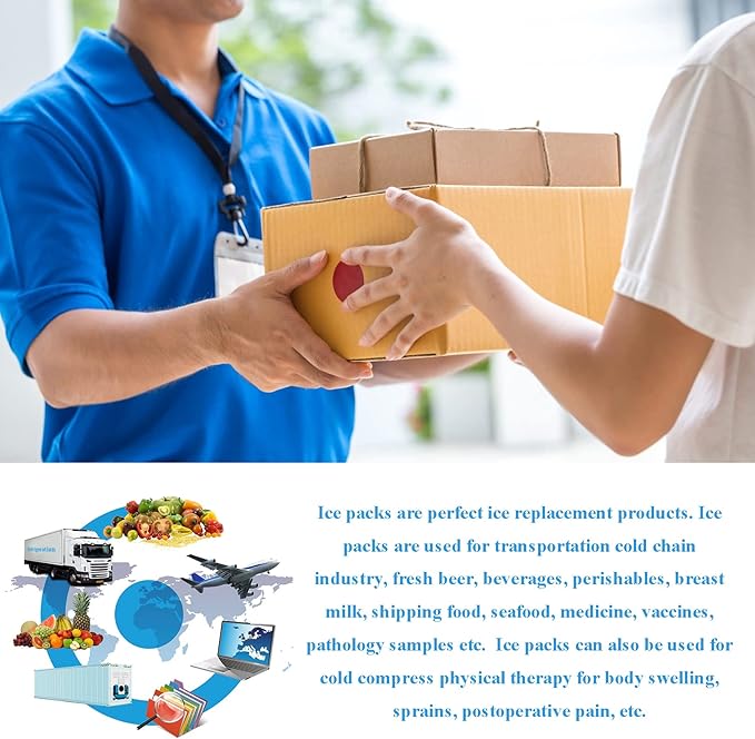 Dry Ice Packs for Shipping Frozen Food Long Lasting, Reusable Cold Packs Sheets for Cooler, Freezer Packs for Lunch Boxes