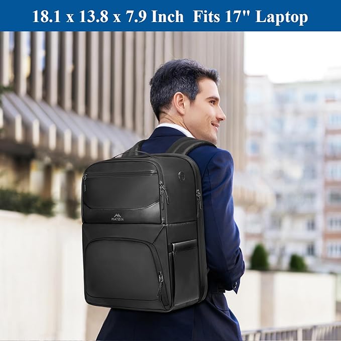 MATEIN Lunch Backpack for Men, Waterproof Meal Prep Work Backpack with Lunch Compartment, Large TSA 17 Inch Laptop Back Pack Lunchbox with Chest Strap, Insulated Cooler Work Bag for Office Commute