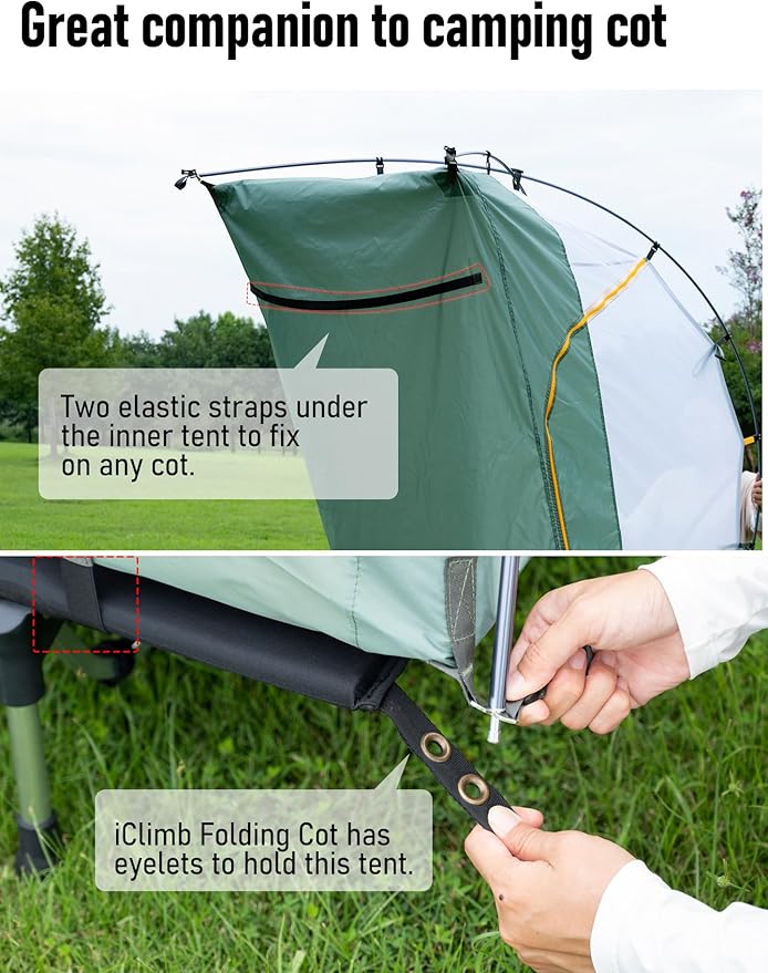 iClimb Ultralight 4 Season Solo Tent Waterproof with Snow Skirt Rainfly, Ground/Off The Ground Tent for Backpacking Camping Hiking Trekking Mountaineering