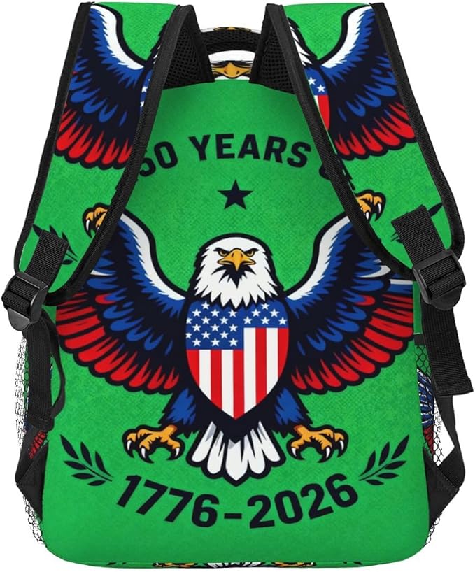Rucksack Polyester Anti-Theft Multipurpose America 1776-2026 250 Years Birthday Patriotic Art Carry On Bag Large Capacity Travel and Sport Backpack Rucksack With Smooth Zippers