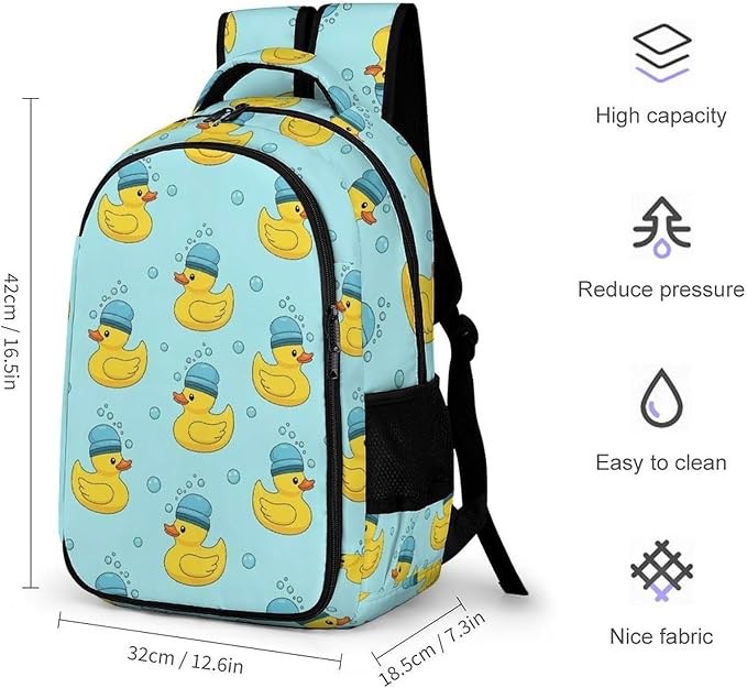 Business Anti Theft Laptop Backpack Funny Blue Bubbles Yellow Rubber Ducks, Waterproof Travel Computer Bag with Laptop Compartment Gifts for Men Women