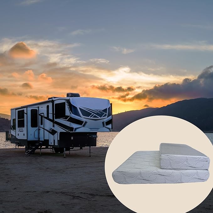 Cozyway 1/3 Bifold RV Short Queen Mattress - 6 Inch Memory Foam, Perfect for RVs and Campers, Queen Short Mattress Alternative
