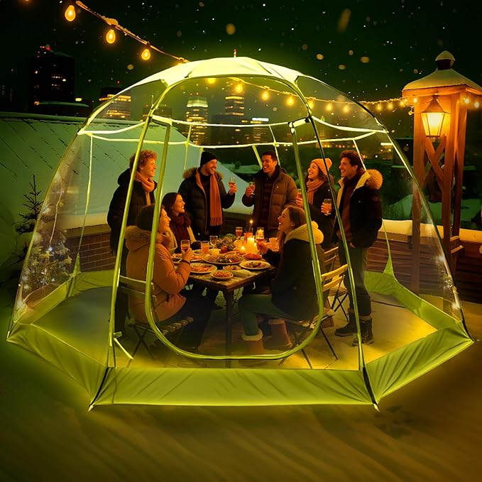 Screen Houses Pop-up Outdoor Camping Tent, 540 Degree Fully Transparent Non Dead Corner Gazebo