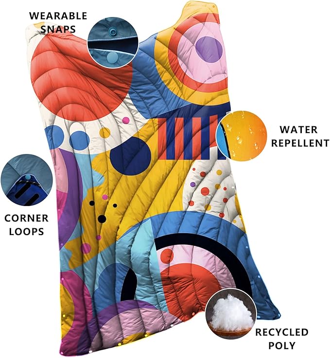 Camping Blanket,Puffy Printed Camp Blankets Lightweight Packable for Outdoor Camping,Traveling, Stadium, Hiking, Picnics