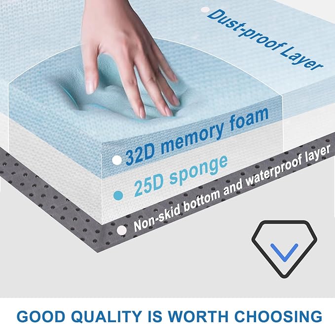 Thick Memory Foam Camping Mattress - CertiPUR-US Foam Portable Sleeping Pad for Adults, Folding Camping Bed Mat, Lightweight Cot Mattress Topper for Outdoor, RV, Travel & Backpacking