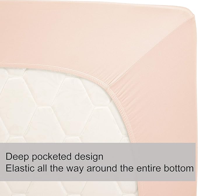 Queen Size Fitted Sheet Only - 4-Way Stretch Jersey Knit, Snug Fit, Wrinkle Free & Stay in Place, No More Slipping Off for Mattress, Soft & Comfortable - Blush Pink, Queen