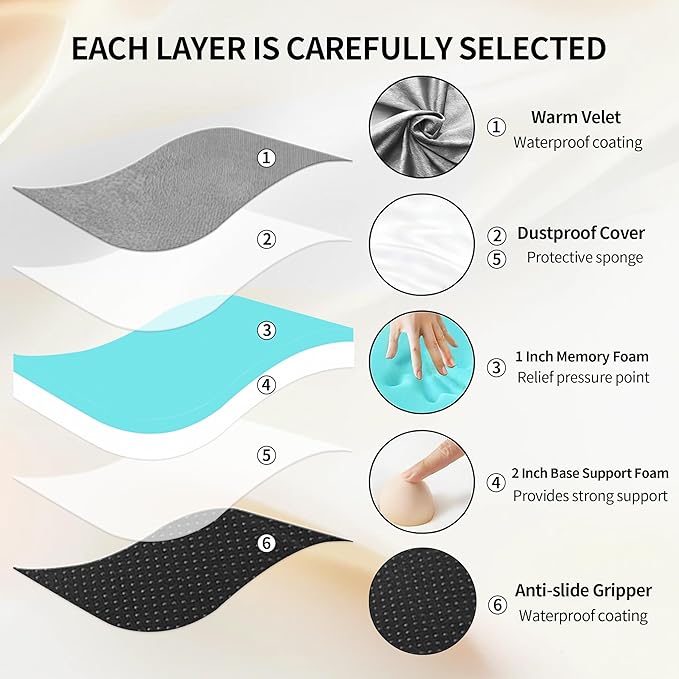 3 Inch Memory Foam Camping Mattress Pad, Dual Layer Thick Sleeping Camp Mat for Sleepover Car Tent, Portable Roll Up Mattress for Adults with Travel Bag