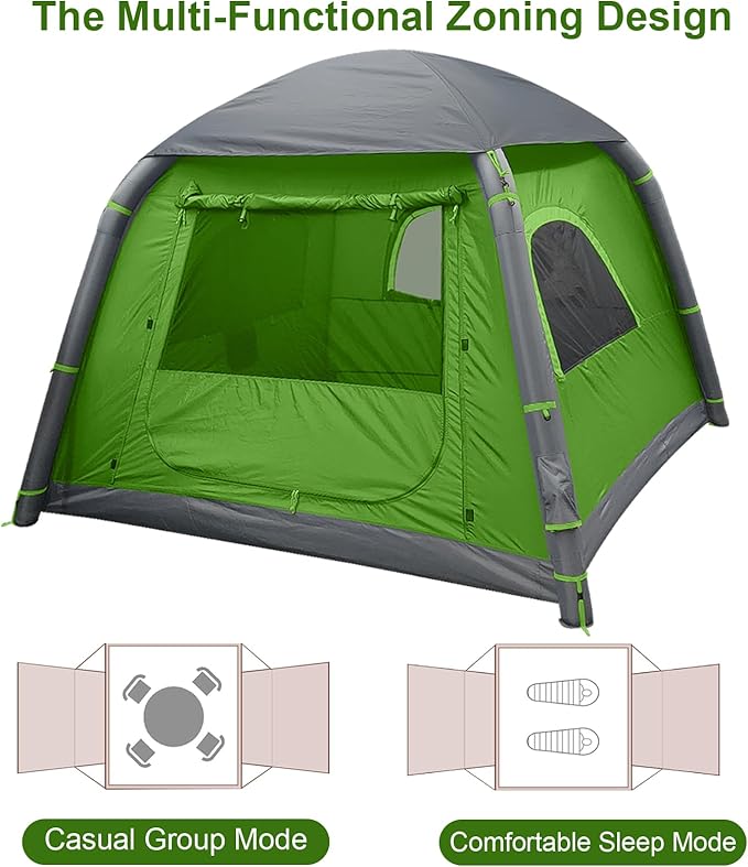 Inflatable Tents for Camping,2/4 Person Easy Setup Blow Up Tents for 4 Seasons Waterproof InflatableTent for Camping, Air Glamping Tents for Camping Adult