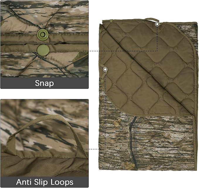 LOOGU Camo Blanket Waterproof Insulation Poncho Liner for Outdoor Camping, Hiking, Hunting, Survival, Backpacking, Picnicking