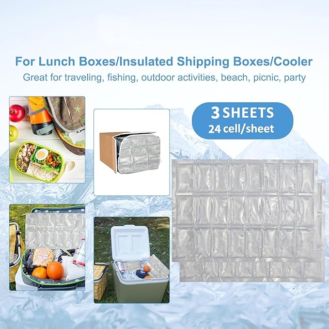 Freeze Solid Yet Flexible! 2 PCS Segmented Cooler Mats - No Leak Gel Ice Sheets, Foldable for Any Cooler or Bag, Keep Food Dry for Beach, BBQ, Boating, Parties