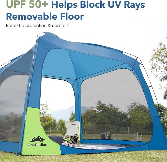 10 X 10ft Screen House Room for Camping, Screened Mesh Net Wall Canopy Tent, UPF 50+ Screen Tent with Floor for Patios Outdoor Camping Activities