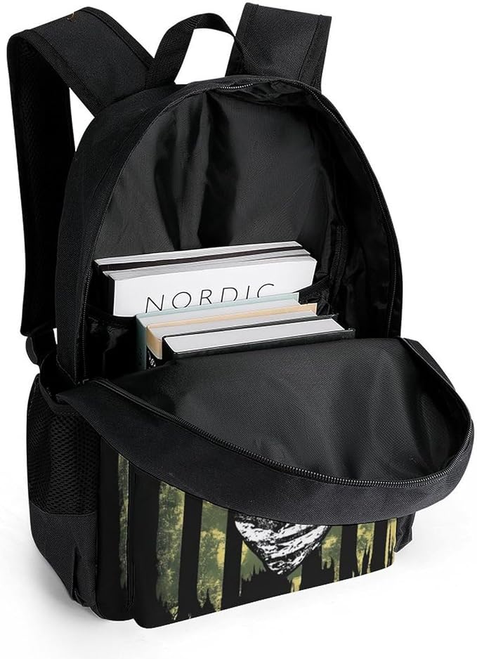 Lightweight Rucksacks for Camping Picnic Walking Cycling, Large Capacity Multipurpose Anti-Theft Carry On Bag, Camouflage American Flag Hunting Camo Deer Black Travel Hiking Camping Rucksack