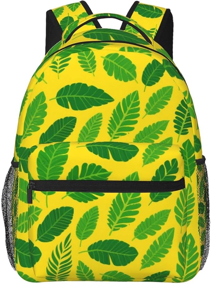 Daypack Lightweight Multipurpose Anti-Theft Banana Leaf Print Shoulder Bag Large Capacity Laptop Book Bag Rucksack With Adjustable Shoulder Straps