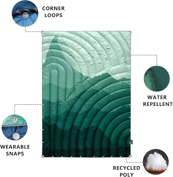Camping Blanket,Lightweight Puffy Printed Camping Blanket Packable Outdoor Blanket for Camping,Traveling, Stadium, Hiking, Picnics