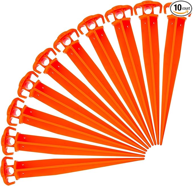 ASR Outdoor Orange Heavy Duty ABS Plastic Tent Stakes Ground Anchor Camping Essentials