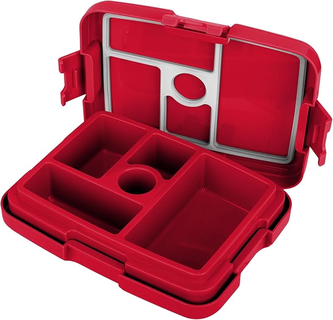 FOCO NFL Unisex-Adult Officially Licensed 2-Tone Big Logo Team Color Football Leak Proof 5 Compartment Bento Lunch Box - Kansas City Chiefs