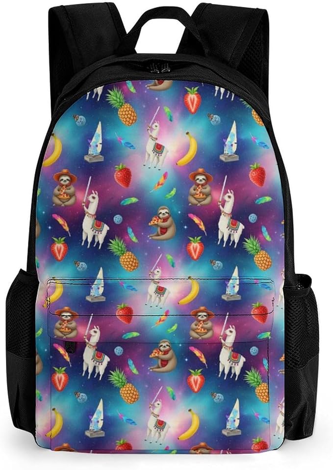 Casual Daypack Multipurpose Anti-Theft Large Capacity Carry On Bag, Funny Sloth Riding Llama Casual Daypack Climbing Shoulder Bag With Padded Straps