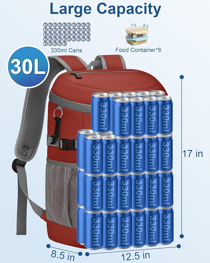 Cooler Backpack Insulated Waterproof,30/45 Cans Backpack Coolers Leakproof Lunch Backpack for Men Women Portable Soft Cooler Bag for Beach Camping Trave Picnic