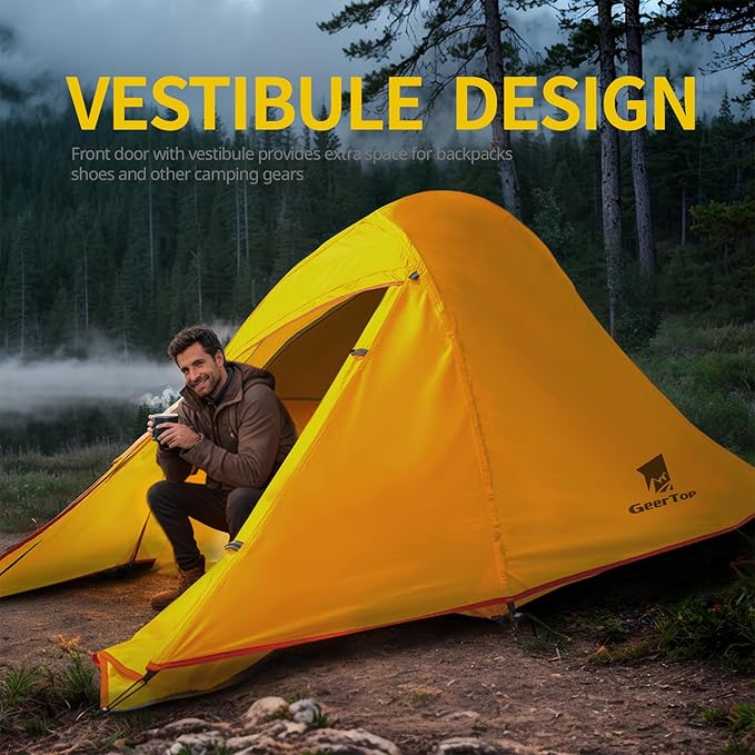 GEERTOP Ultralight 1 Person Tent Waterproof Two Man Backpack Tents for Outdoor Camping Backpacking more tools