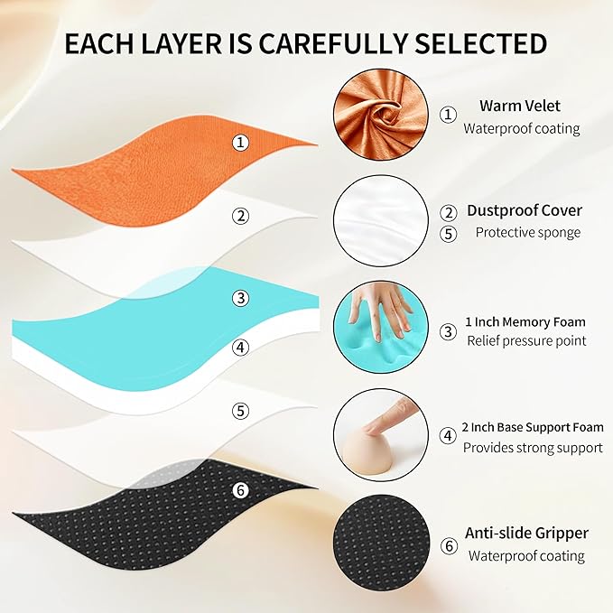 3 Inch Memory Foam Camping Mattress Pad, Dual Layer Thick Sleeping Camp Mat for Sleepover Car Tent, Portable Roll Up Mattress for Adults with Travel Bag