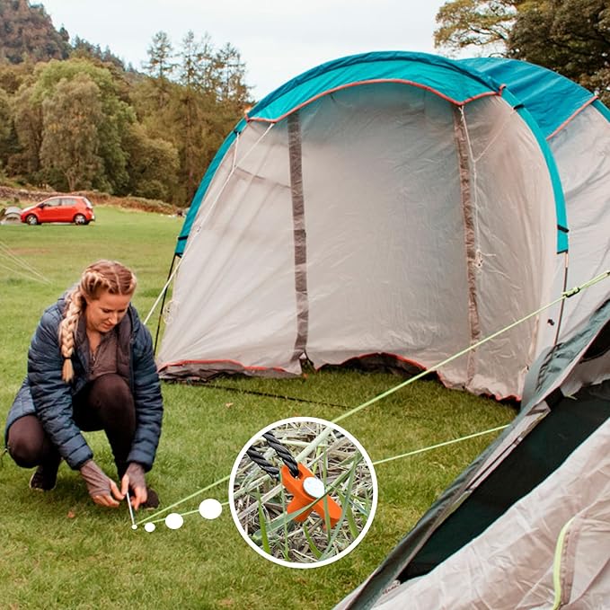 Tent Stakes, 20PCS Heavy Metal Tent Pegs, Professional Camping Tools for Outdoor Trips, Suitable for Strong Winds and Various Ground Tent Pegs, Designed for Camping (20, Red)