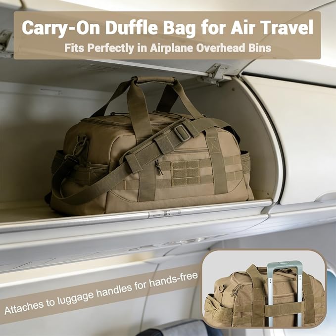 35L Large Duffle Bag, 3-in-1 Tactical Backpack MOLLE Pack for Sports/Gym/Outdoor, Coyote