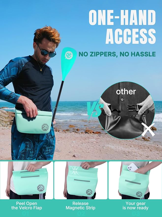 niphean IPX7 Waterproof Fanny Pack with Magnetic One-Hand Closure, Durable Waterproof Dry Bag, for Kayaking, Paddle Boarding, Beach Cruise Essentials, 2.5L Phone Pouch Dry Bags for Men Women, SkyBlue