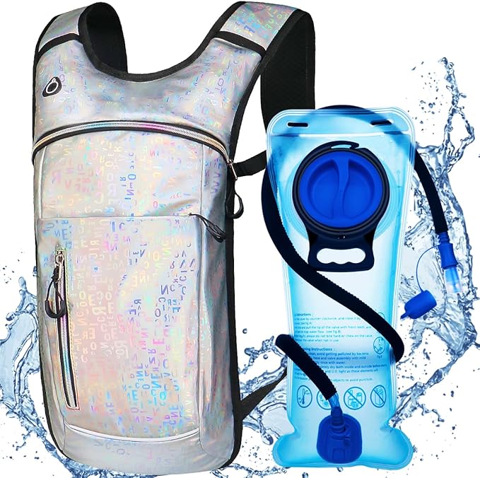 Hydration Backpack, Water Backpack with 2L Hydration Bladder, Rave Backpack Hydration Pack, Festival Essential for Raves, Hiking, Cycling, Climbing, Running, Outdoor, Camping and More