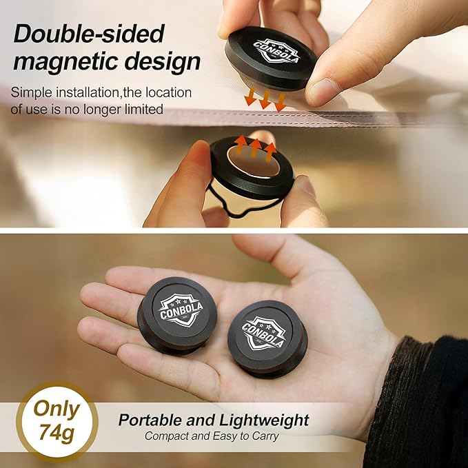 Strong Magnet Hooks for Camping Heavy Duty Tent Accessories 2pcs Magnetic Hook with 2 S-Hooks for Tent, Outdoor Hanger for Lanterns,Camping Essentials,Portable and Lightweight for Car,Boat