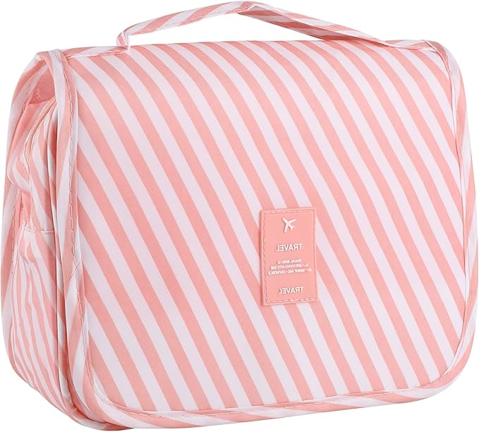 Pengxiaomei Toiletry Bag for Women, Pink Waterproof Hanging Cosmetic Bag Portable Travel Makeup Pouch Bathroom Bag with Hook Handle for Mothers Day Gifts