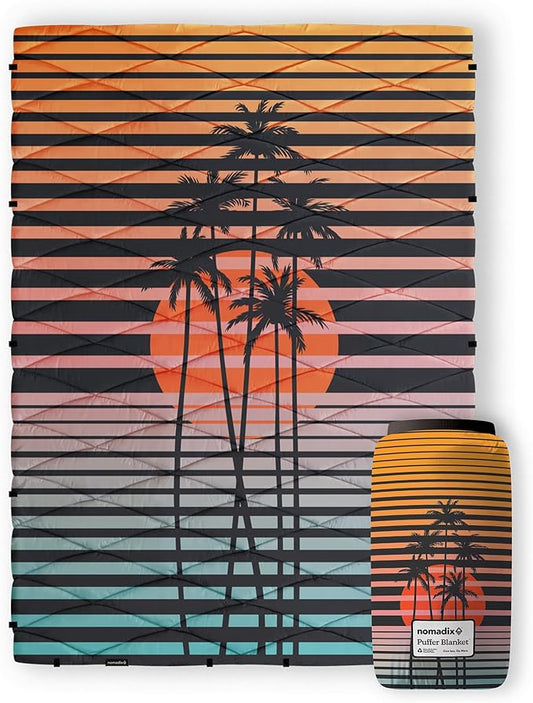 Nomadix Puffer Blanket – Water-Resistant, Eco-Friendly Insulated Blanket with Snaps for Camping, Beach, and Travel, Made from Recycled Materials