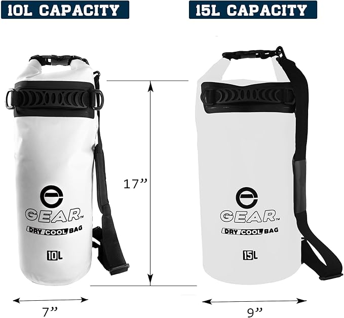 Enthusiast Gear Insulated Dry Bag Floating Cooler – 10L / 15L / 25L Roll Top, Leak Proof, Waterproof, Collapsible, with Padded Shoulder Strap - Perfect for Kayaking Fishing Beach