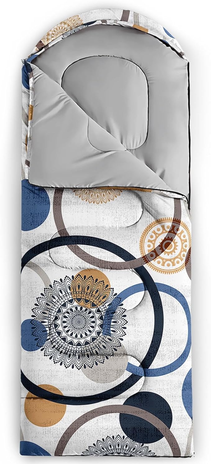 Kids Sleeping Bag for Boys Girls,Bohemian Cowboy Print-Lightweight Warm Portable Outdoor Indoor-Waterproof Cold Weather Resistant Sleeping Bag for Camping Hiking