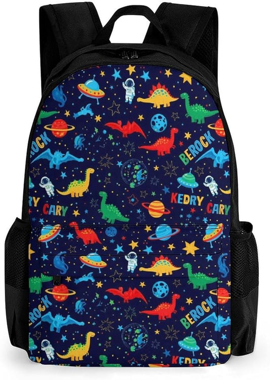 Polyester Daypack Bookbag for Gym Business Bicycle, Large Capacity Multipurpose Anti-Theft Carry On Bag, Zodiac Constellation Planet Galaxy Starry Stars Space Cartoon Dinosaurs Travel Hiking Daypack
