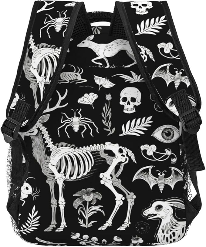 Daypack Backpack Multipurpose Anti-Theft Large Capacity Bookbag, Goth Spirit Board Witch Rabbit Black Art Travel Hiking Camping Rucksack With Adjustable Shoulder Straps