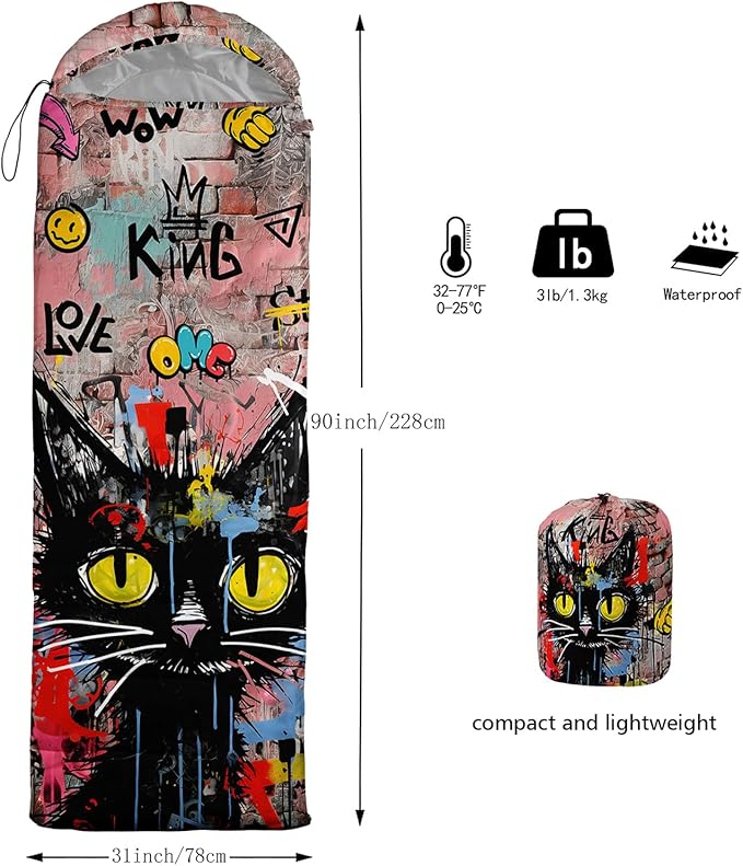 AILONEN Girls Pink Camping Sleeping Bags,Lightweight & Waterproof,3 Season Warm & Cool Weather,Cute Bow Duck Print Sleeping Bags for Kids,Girls,Adults Travelling,Outdoors