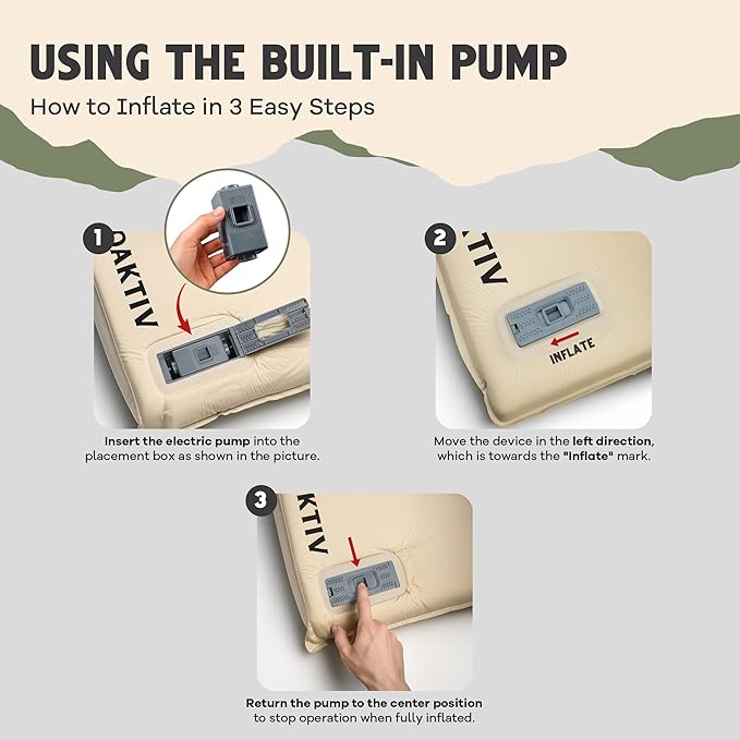 WanderMate - Self-Inflating Camping Sleeping Pad - Inflatable Camping Mattress for Car, Backpacking, and Tent - Durable 3.15-Inch Memory Foam and Air Support