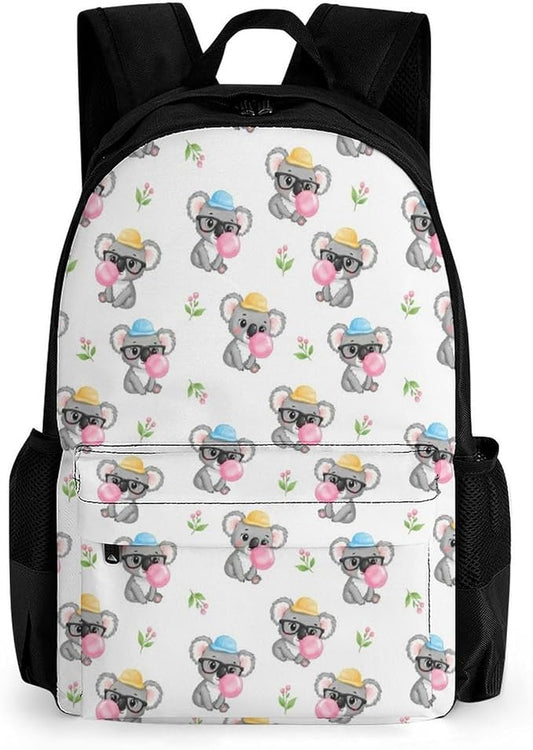 Rucksack Polyester Anti-Theft Multipurpose Bubble Gum Koala White Bookbag Big Capacity Travel and Sport Backpack Rucksack With Side Pockets