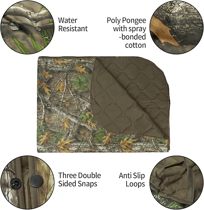 LOOGU Camo Blanket Waterproof Insulation Poncho Liner for Outdoor Camping, Hiking, Hunting, Survival, Backpacking, Picnicking