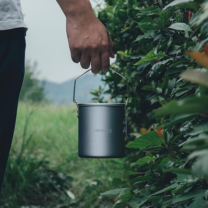 Fire Maple Frost 0.9L Camping Pot Aluminum with Detachable Handle, Backpack Bushcraft Gear, Campfire Cooking Equipment Self-locking Handle