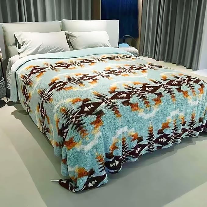 UKELER Large Bohemian Bed Blankets 80'' × 90'', Ultra Soft Aztec Bed Blanket for All Season, Cozy, Plush, Bohemian Throw Blanket for Bed/Couch/Sofa/Office/Camping
